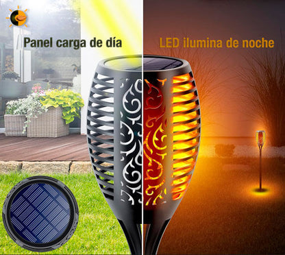 Pack X 4 Lámparas Antorchas Solares 58cm